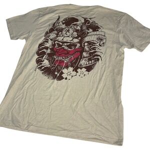 Zero Foxtrot Ronin Samurai Skull Graphic T-Shirt Tan Mens Large